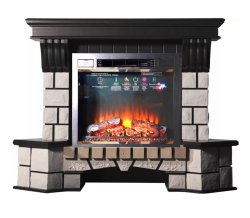Каминокомплект Interflame Экстер угловой венге с очагом Sirius 30 LED FX Brass